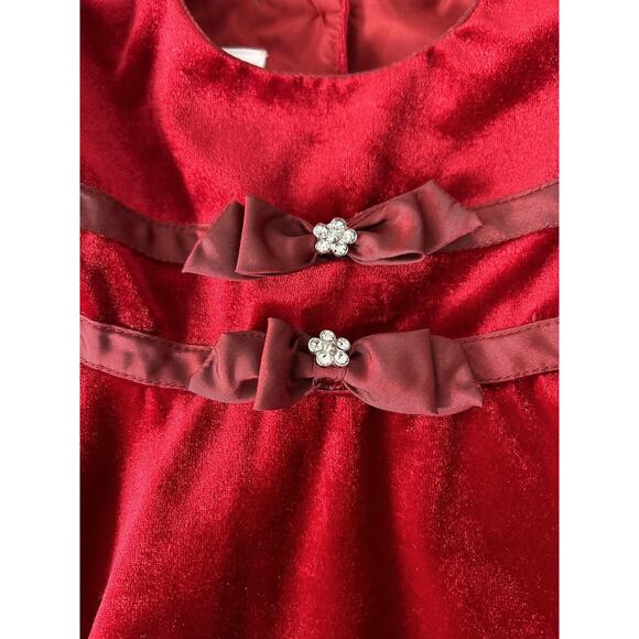Girls Bonnie Baby Dress Red Velvet 24 Month 2 Collar Crinoline Christmas - Picture 2 of 6